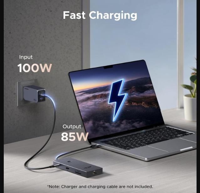 Ugreen 9-in-1 USB-C Multifunction Adapter, USB-C to USB3.0 (2 Port) + USB-C (2 port) + 4K HDMI + RJ45 Ethernet + SD & TF + PD port Converter image 4
