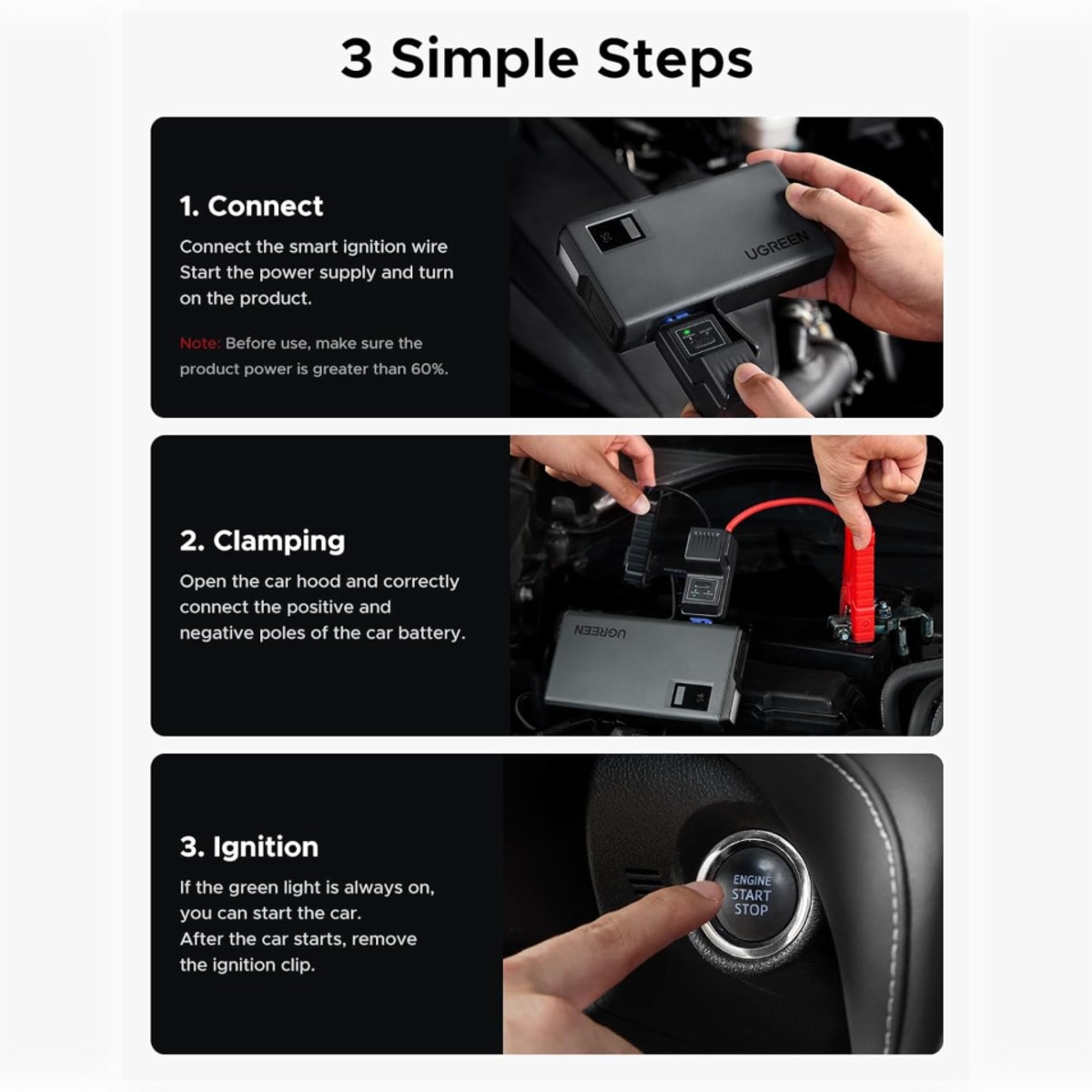 UGREEN 12,000mAh Car Jump Starter Power Pack image 6