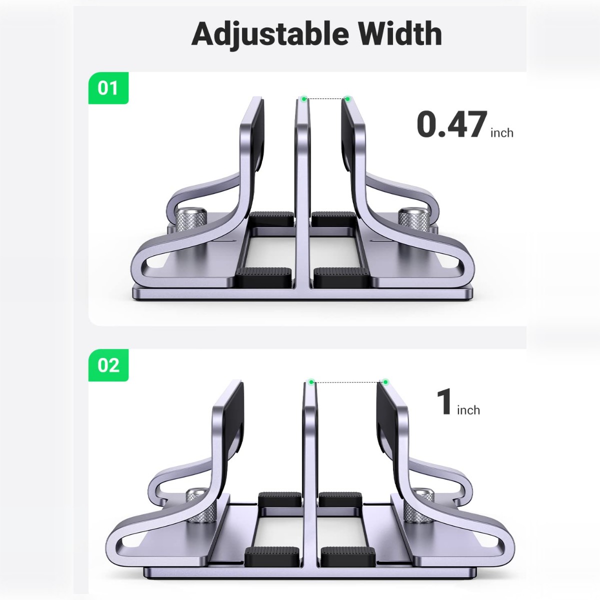 UGREEN Dual-Slot Vertical Laptop Stand, Upright Storage for Two Devices to Free Desk Space