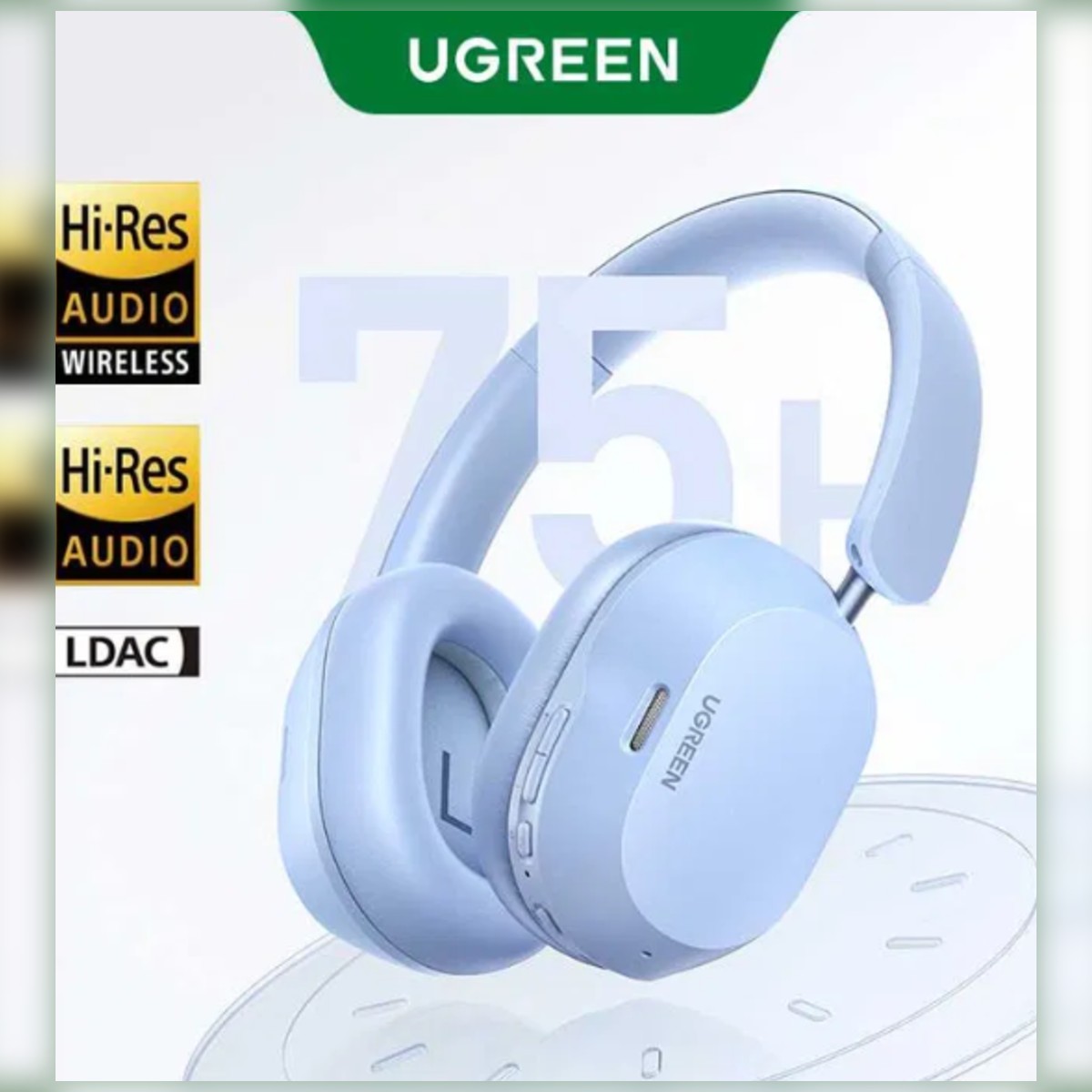 UGREEN HiTune Max5C Wireless Over-Ear Headphones, Up to 75H Playback (ANC Off), Adaptive Noise Cancelling, Hi-Res Sound, Bluetooth 5.4 & App EQ, Blue image 2