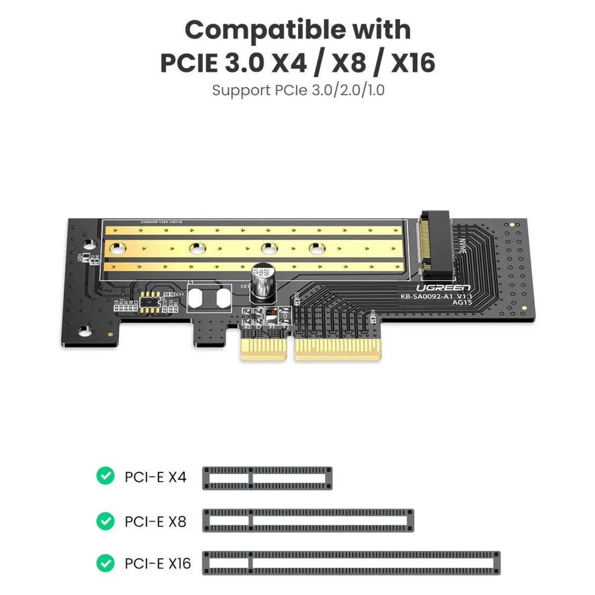 UGREEN M.2 NVMe to PCIe 3.0 ×4 Expansion Card, Add Compatible SSD Storage to a Desktop Computer image 2