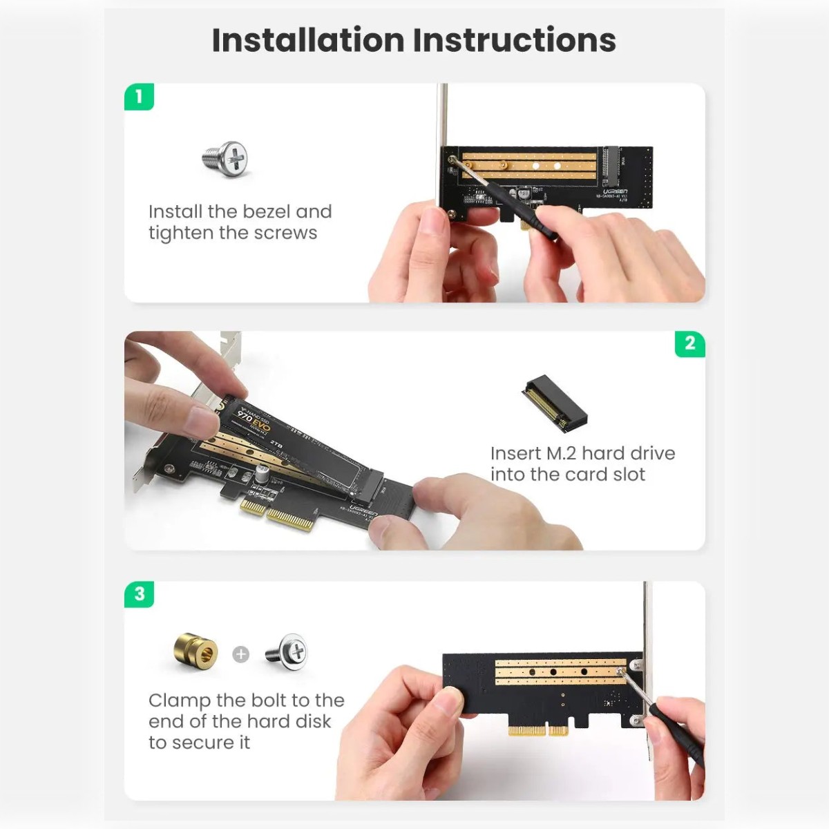 UGREEN M.2 NVMe to PCIe 3.0 ×4 Expansion Card, Add Compatible SSD Storage to a Desktop Computer image 6