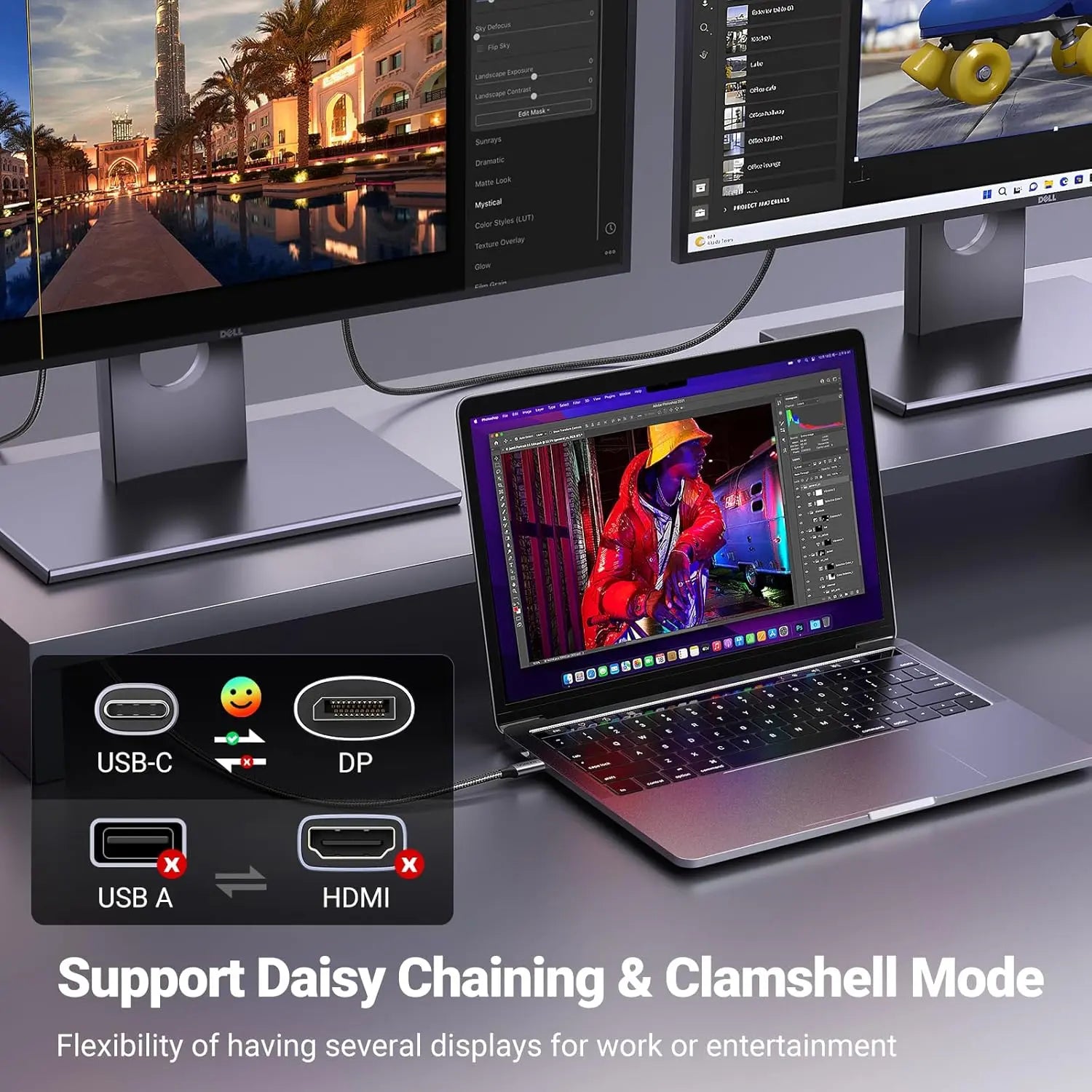 UGREEN USB-C to DisplayPort 8K Cable 1m, For Compatible Monitor & Display Connections image 2