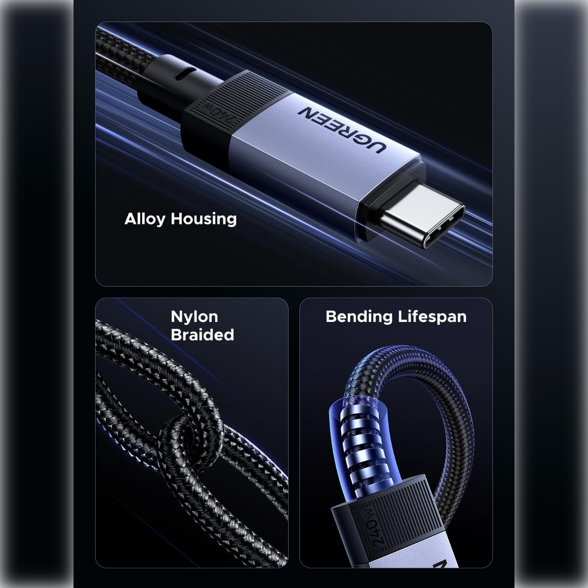 UGREEN USB-C 3.2 Gen 2 10Gbps, 4k @60Hz, 2m(Black) image 5