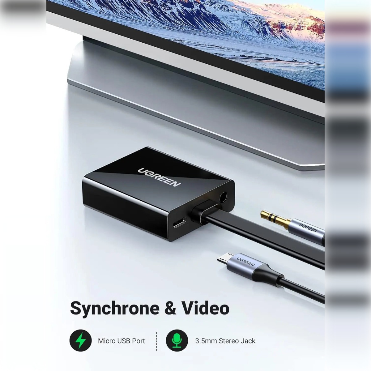 UGREEN HDMI to VGA+HDMI+3.5mm Converter, For Compatible Monitor & Display Connections image 2