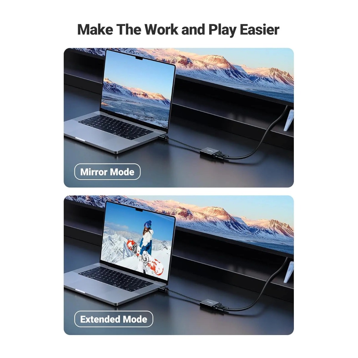 UGREEN HDMI to VGA+HDMI+3.5mm Converter, For Compatible Monitor & Display Connections image 5