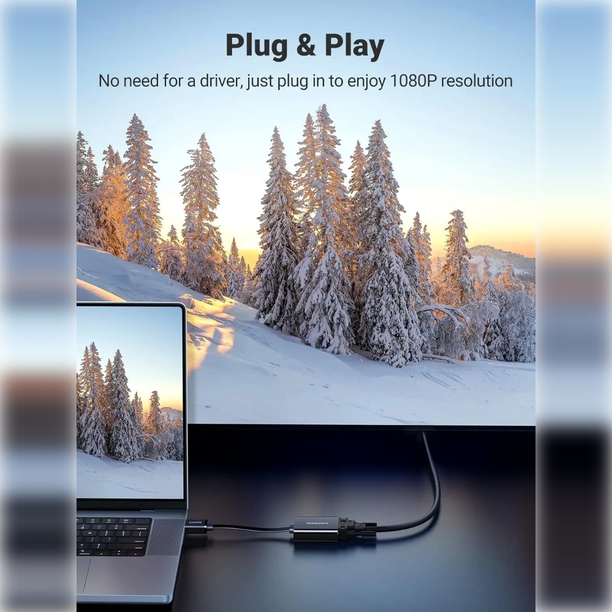 UGREEN HDMI to VGA+HDMI+3.5mm Converter, For Compatible Monitor & Display Connections image 6