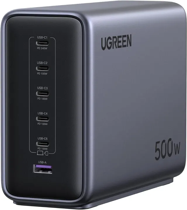 UGREEN Nexode 500W USB C Charger 6-Port GaN Desktop Charger Laptop Charger Fast Charging Station