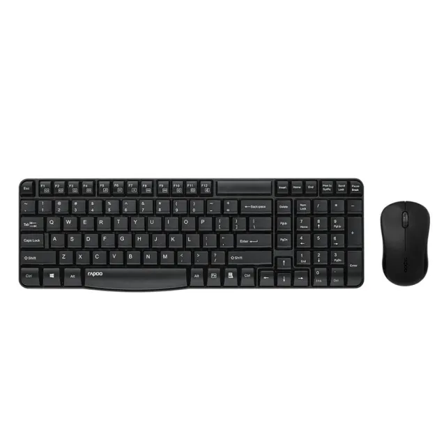 Rapoo X1810 Wireless Optical Mouse & Keyboard, Media Control, Spill-Resistant Design,12 Months Long Battery Life, 1000 DPI Tracking Engine, Plug-and-Forget Nano Receiver