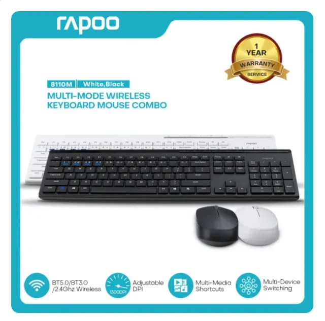Rapoo 8110M Multimode Wireless Combo, Black