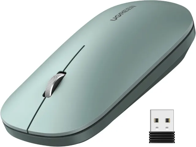 UGREEN Portable Wireless Mouse Slim 2.4G Cordless with Silent Clicks (Green) | Works with Laptop and PC,Nano USB Receiver,for Travel and Office