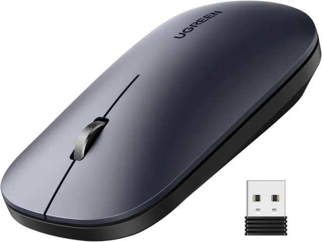 UGREEN Portable Wireless Mouse Slim 2.4G Cordless with Silent Clicks (Black) | Works with Laptop and PC,Nano USB Receiver,for Travel and Office